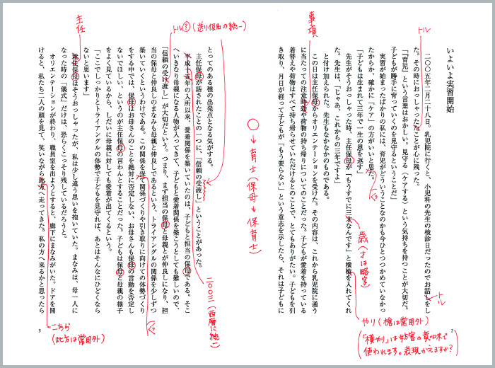 校正校閲例文の一例